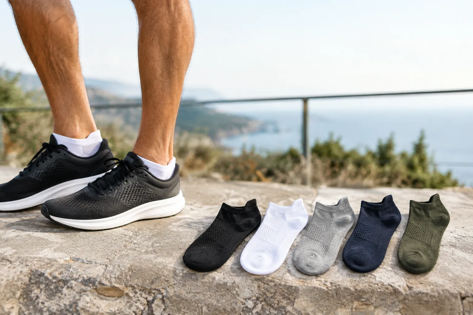 Fünf dünne Laufsocken für Herren für trockene Sommerläufe