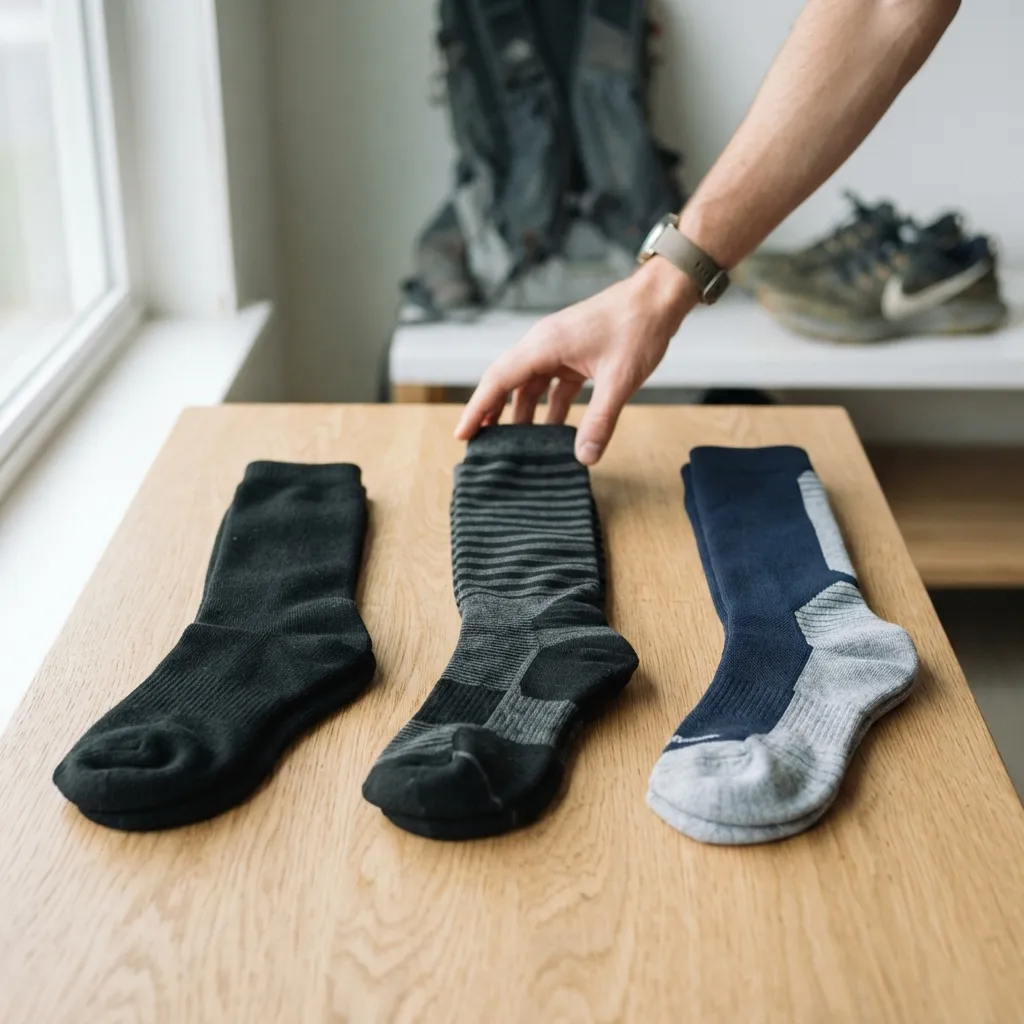 Ziehe die Socken sorgfältig an